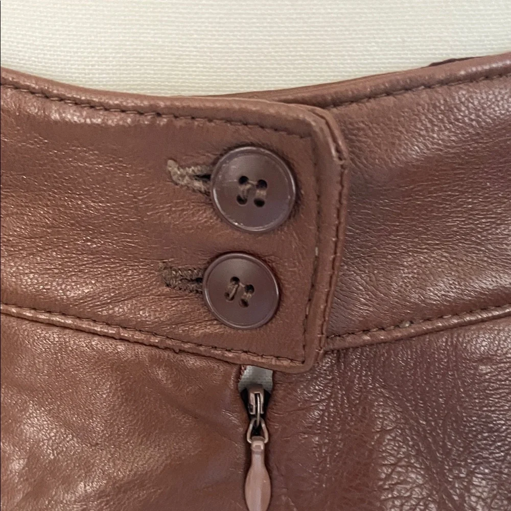 Anne Klein Rich Brown Leather Pencil Skirt vintage 80’s - Picture 6 of 7